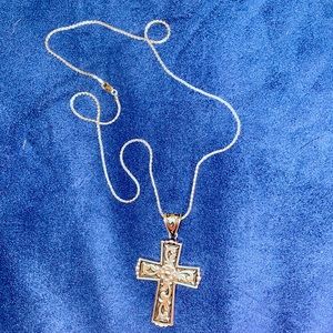 Twister floral scroll cross necklace
